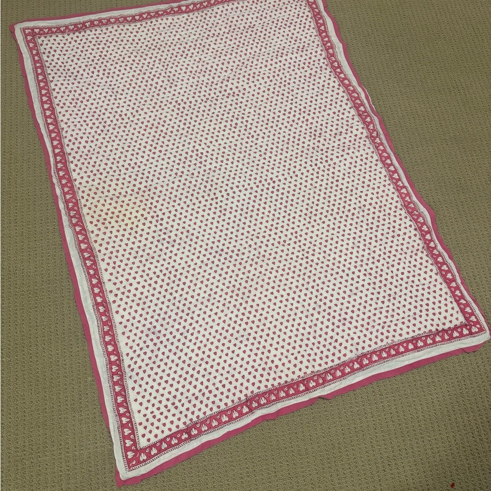 Roller Rabbit Pink and White Patterned Blanket